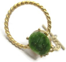 Circle Tie Tack Lapel Pin Oval Jadeite Gold Tone Collectable - £15.81 GBP