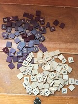 Vintage Lot of Tan &amp; Black &amp; Cranberry &amp; Tan Scrabble Game Square Wood Letters  - £11.71 GBP