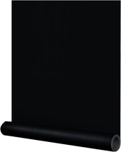 24&quot;X394&quot; Black Wallpaper Black Peel And Stick Wallpaper Solid Black Matte - £40.86 GBP