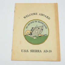 Vintage US Blu Navy AD-18 U.S.S.Sierra Navale Destroyer Welcome Aboard 1... - $76.71