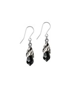 Alchemy Gothic E437B Empyrean Tear Earrings Black Crystal Goddess Dropper - $49.03 CAD