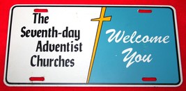 Vintage Seventh Day Adventist Church Booster Metal Vanity License Plate - $29.69