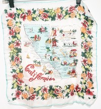 Vintage Handkerchief California State Map Souvenir Attractions 17&quot; Disne... - $23.75