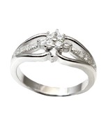 925 Solid Silver Ring CZ Studded Platinum Finish - £27.82 GBP