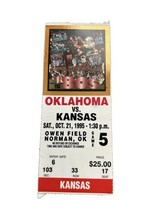 1995 Oklahoma Sooners Kansas Jayhawks Football Ticket Stub OU 10/21/1995 - $10.00