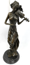 PINO Bronze Woman Violin Viola Musician Sculpture European Finery 18&quot; St... - $188.05