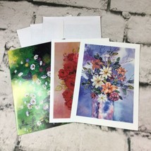 Floral Watercolor Art Note Cards Lot Of 3 Blank Mouthpainted Footpainted - £7.64 GBP