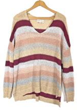 Knox Rose Sweater XL Womens Multicolor Stripe Knit Light Pullover Long Sleeve - £34.16 GBP