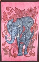 Traditional Jaipur Hand Painted Elephant Indian Mandala Tapestry Wall Ha... - $27.71