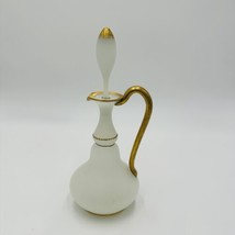 Glass Decanter Stopper Opaline White And Gold Trimmed Vintage Delicate P... - £124.25 GBP
