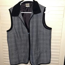 Women’s Gray Tweed Full Zip Vest 14 Black Trim by Allison Daley - £14.39 GBP