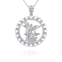 Sterling Silver Saint St Michael Archangel Openwork Pendant Necklace Small Large - £26.66 GBP+