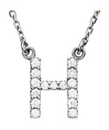Precious Stars 14K White Gold 1/6CTW White Diamond Initial H Pendant Nec... - $642.00