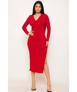 Low Cowl Neck And Back Midi Dress - $56.00