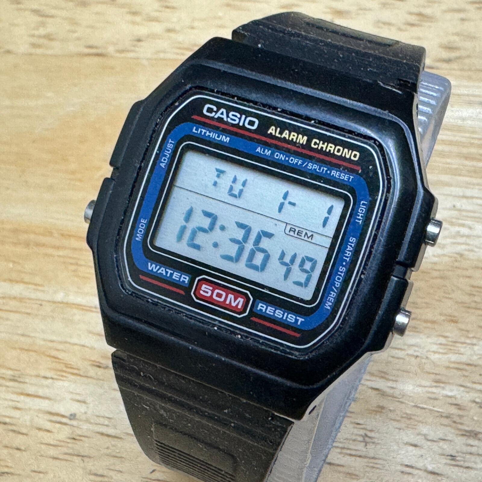 Primary image for Vintage Casio Quartz Watch W-71 Men 50m Black Digital Alarm Chrono New Battery