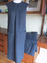 Vtg Anne Klein Mod Trapeze Dress &amp; Coat Set Gray Wool , Lined. Perfect! S - £76.34 GBP