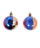 Vintage Poland Glass Ornaments Striped 1.75&quot; Red Yellow Blue Glitter 50s... - $42.38 CAD