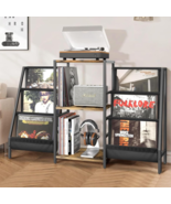 280 LP Vinyl Record Storage Holder Rack Wooden Display Table Books Album... - $140.65
