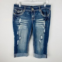 Ariya Jeans Capris Cypruss Heavily Whiskered Distressed Cuffed Capri Jeans 11/12 - £17.99 GBP