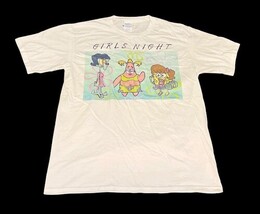 SpongeBob Girls Night T-Shirt Medium White Graphic Tee Cartoon Shirt image 3