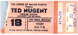 Vintage Ted Nugent Ticket Stub Aprile 18 1980 Ann Arbor Michigan - $39.58