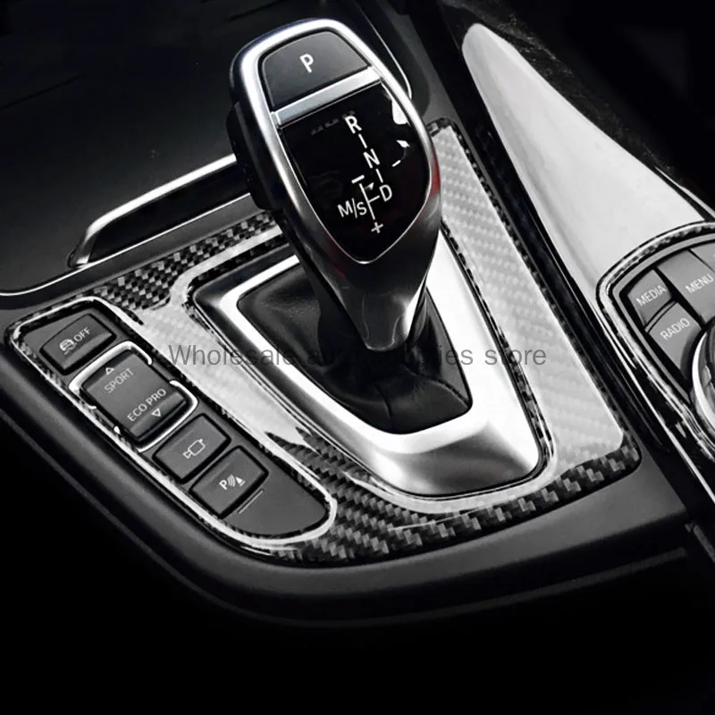 Carbon Fiber Car Center Control Gear Shift Panel Cover Stickers Interior For BMW - £14.37 GBP