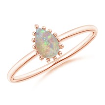 ANGARA Natural 0.26 Ct AAAA-Grade Pear-Shaped Opal Beaded Halo Ring in 14K Gold - £337.16 GBP