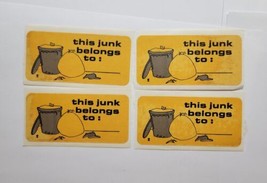 Vintage &#39;80s This Junk Belongs To Stickers Set Of 4 - £7.92 GBP