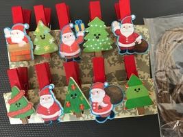 10pcs Santa Clause Christmas Tree Ornaments,Party Favor Decor,Clips,Clothespins - £2.75 GBP