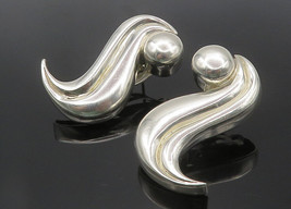 925 Sterling Silver &amp; 14K GOLD - Vintage Shiny Swirl Drop Earrings - EG5474 - £91.16 GBP