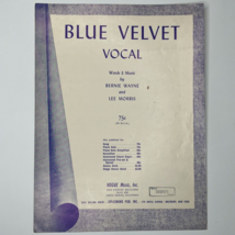 Blue Velvet Vintage Sheet Music Bernie Wayne Lee Morris Vocal 1951 - £6.99 GBP