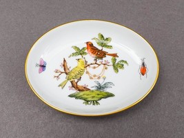 Herend Hungary Rothschild Bird Porcelain Oval Trinket Dish Butter Pat Tr... - $74.99