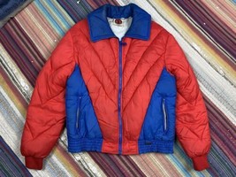 Vtg Mountain Goat White Stag Ski Winter Zig Zag Colorblock Quilted Jacke... - $48.50