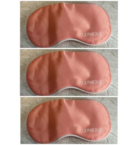 Primary image for 3 x Clinique Plush Pink Stain White Trim Eye Mask Sleep Eyemask Silky New FreeSh