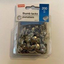 Staples Thumb Tacks 200 count 3/8-inch Steel Silver 2011 Roundness Push Pins - £6.29 GBP