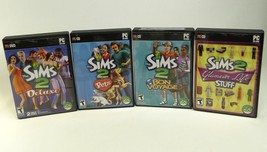 The Sims 2 PC Games CD-ROM Lot of 4 Deluxe Bon Voyage Pets Glamour Life Stuff - £30.27 GBP