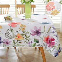 Spring Summer Tablecloth Rectangle 60 x 84 Inch Waterproof Stain Resistant Wildf - £32.70 GBP