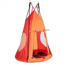 2-in-1 40 Inch Kids Hanging Chair Detachable Swing Tent Set-Orange - Color: Oran - £78.16 GBP