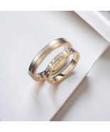 Two-Tone Wedding Band-3.5mm Wedding Bands Set-Diamond Matching Rings - €604,58 EUR+