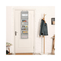 Over the Door Hanging Storage Clear Window 5 Pockets + Dividers - Gray - £26.78 GBP
