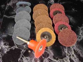 16pc 2&quot; Roll Lock Sanding Disc w/ Mandrel Made In Usa Heavy Duty Non Woven Sand - £15.66 GBP