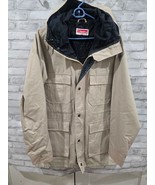 Vtg Coleman Full Zip Mens Heavy Rain Jacket Fisherman Size L Khaki - $31.54 CAD