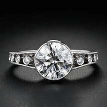 Bezel Set Engagement Ring 2.45Ct White Moissanite 925 Sterling Silver in Size 6 - $147.12