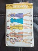 Vtg OOP Simplicity Sewing Pattern 6078 1970s A-Line Dresses 4 Styles Sz 20 Cut - £7.58 GBP