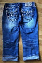 Miss Me Women&#39;s Size 28 Blue Denim Mid Rise Cuffed Capri Jeans - £19.70 GBP