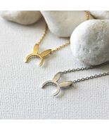 CUTE BUNNY EARS NECKLACE 0.4" Small Tiny Pendant Gold Silver Tone Chain ... - $6.95