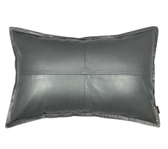 Pillow Cushion Real Genuine Soft Lambskin Stylish Gray Cover Leather Decor - £35.15 GBP