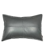 Pillow Cushion Real Genuine Soft Lambskin Stylish Gray Cover Leather Decor - €37,65 EUR