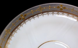 CFH/GDM Haviland Limoges Saucer Silver Rim w Raised Gold Decorations - £7.71 GBP