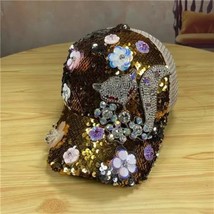 Summer Personality Rhinestones Foxes Flowers Baseball Caps Women&#39;s Sequins Mesh  - $27.00